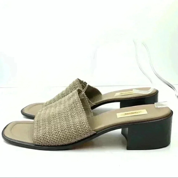 Talbots womens sandals 11 taupe 80s 90s vintage square toe slides coastal granny - Picture 5 of 13